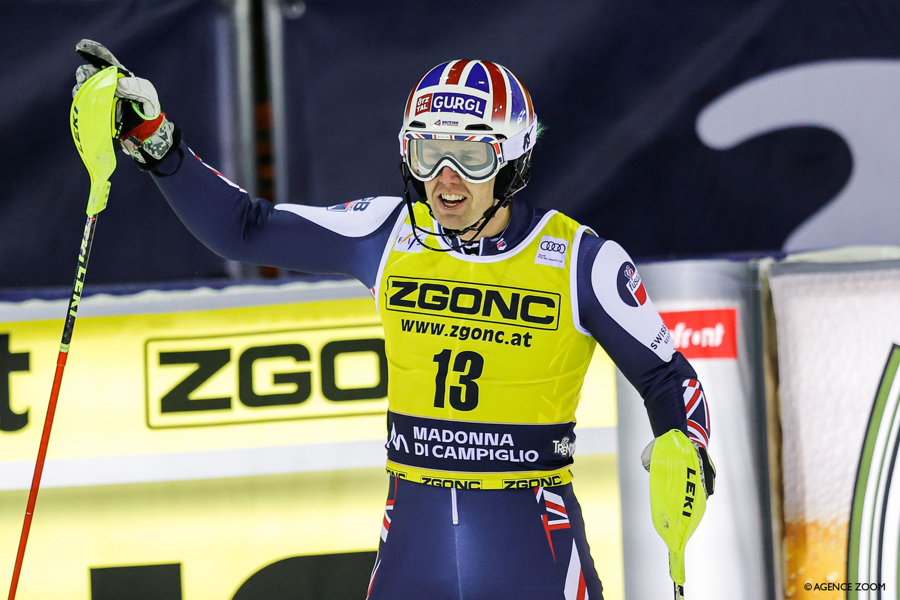 Ryding is ecstatic after his second run and third place finish (Agence Zoom)