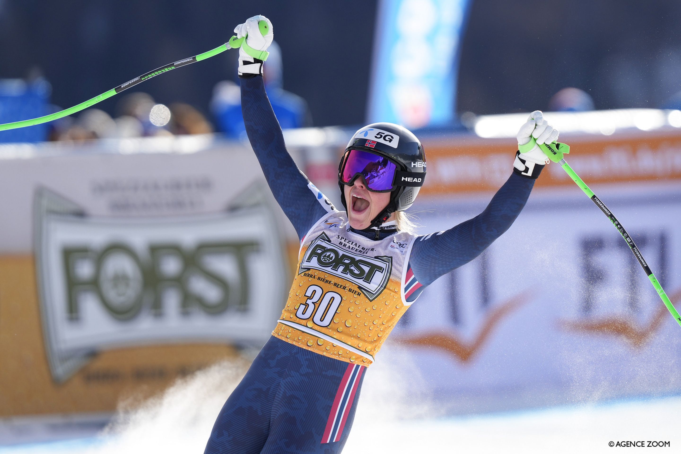 Lie celebrates after finishing second to reach a World Cup podium for the second time (Agence Zoom)