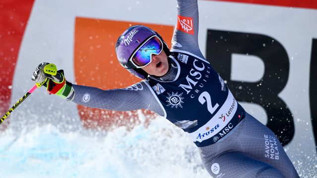 LENZERHEIDE, SWITZERLAND - JANUARY 27: Tessa Worley of France takes 1st place during the Audi FIS Alpine Ski World Cup Women's Giant Slalom on January 27, 2018 in Lenzerheide, Switzerland. (Photo by Alain Grosclaude/Agence Zoom)