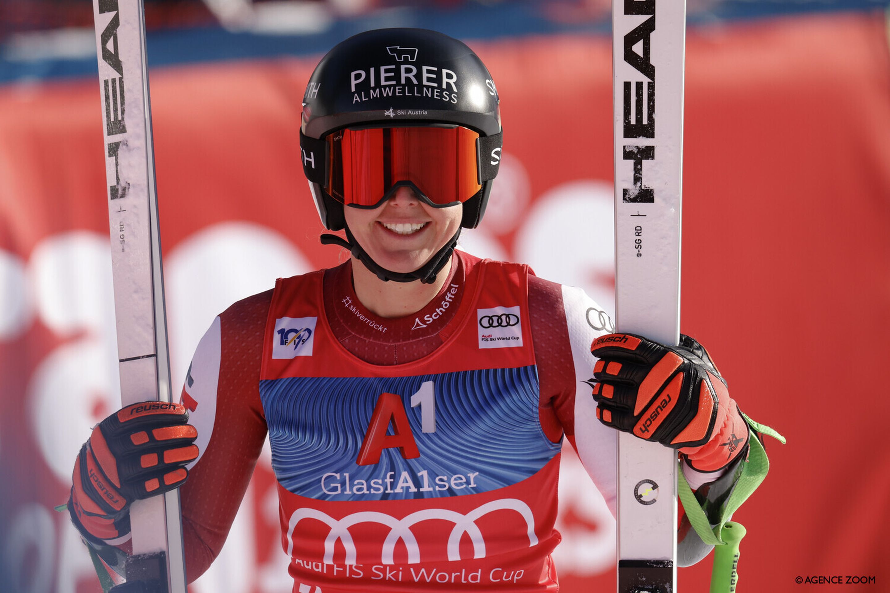 Cornelia Huetter (AUT) after reaching another podium on Sunday (Agence Zoom)