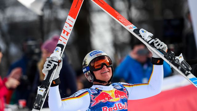 KITZBUEHEL, AUSTRIA - JANUARY 20: Thomas Dressen of Germany takes 1st place during the Audi FIS Alpine Ski World Cup Men's Downhill on January 20, 2018 in Kitzbuehel, Austria. (Photo by Alain Grosclaude/Agence Zoom)