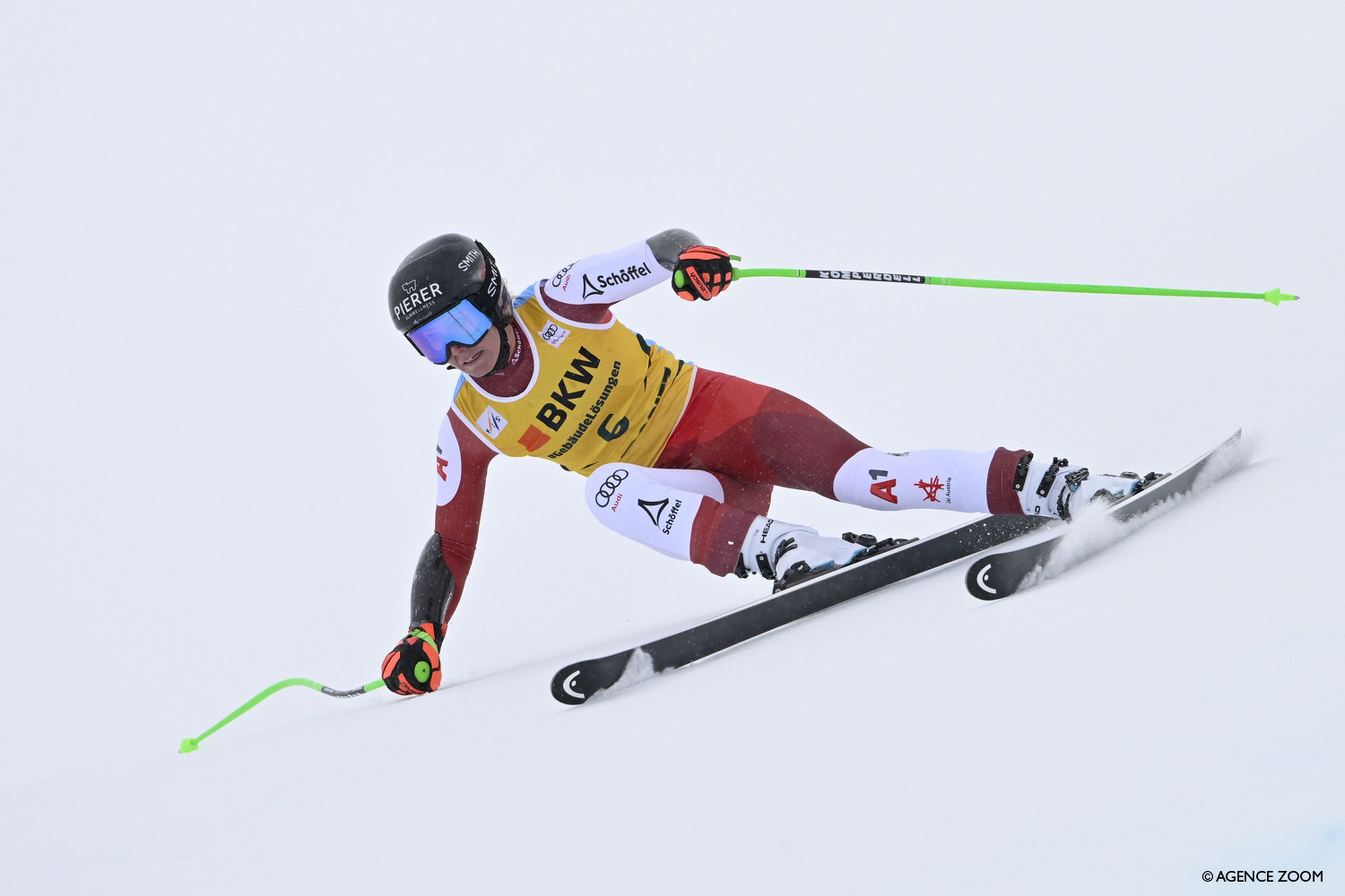 Cornelia Huetter (AUT) en route to taking an early lead in St. Moritz (Agence Zoom)