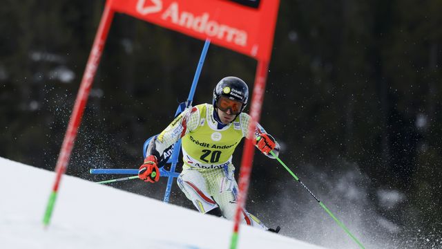 SOLDEU, ANDORRA - MARCH 18: Joan Verdu of team Andorra competes during the Audi FIS Alpine Ski World Cup Finals Men's Giant Slalom on March 18, 2023 in Soldeu, Andorra. (Photo by Alexis Boichard/Agence Zoom)