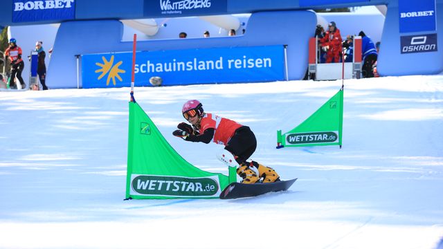 Germany's Ramona Hofmeister competing in Winterberg at the World Cup in 2019