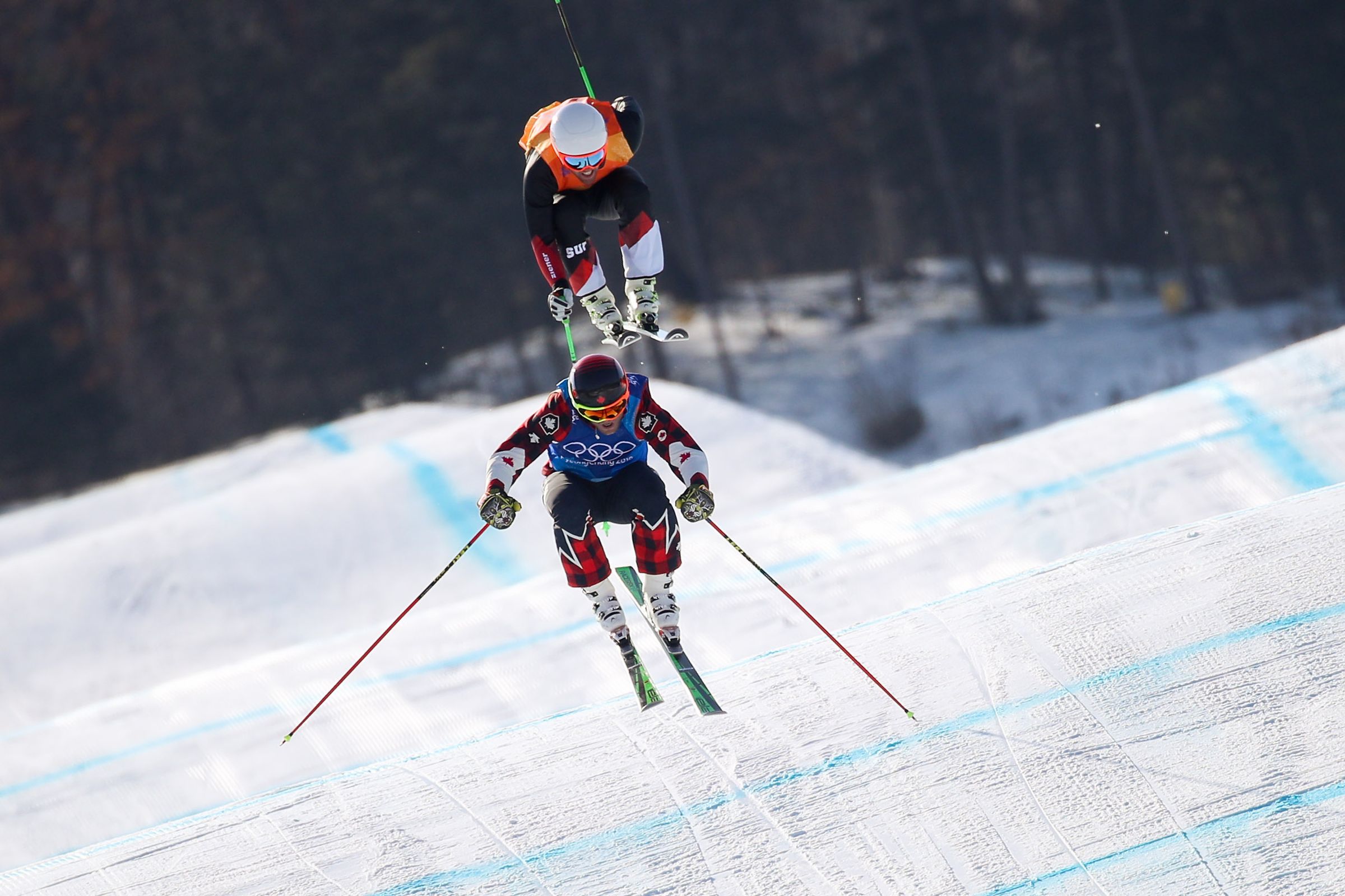 GEPA/ Christian Walgram: Brady Leman (CAN) ahead of Marc Bischofberger (SUI) on his way to Olympic gold