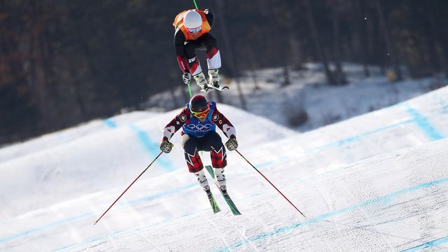 GEPA/ Christian Walgram: Brady Leman (CAN) ahead of Marc Bischofberger (SUI) on his way to Olympic gold