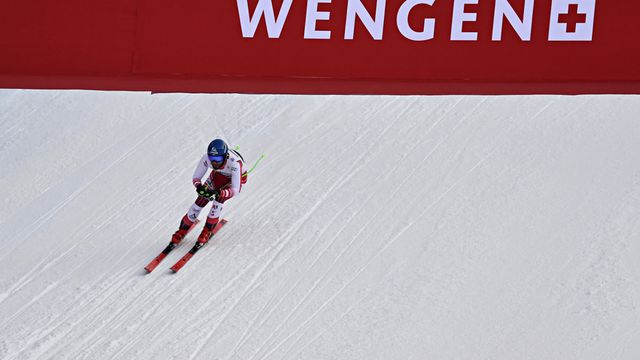 WENGEN, SWITZERLAND - JANUARY 18 : Marco Schwarz of Austria takes 1st place during the Audi FIS Alpine Ski World Cup Men's Alpine Combined on January 18, 2019 in Wengen Switzerland. (Photo by Alain Grosclaude/Agence Zoom)