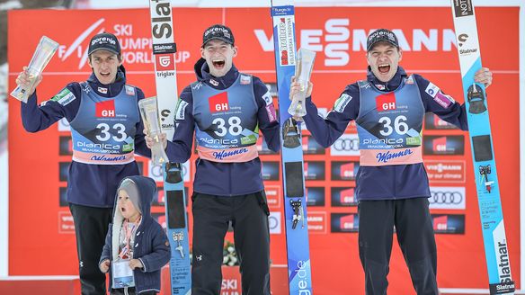 Outstanding performance by the Slovenian ski flyers in Planica