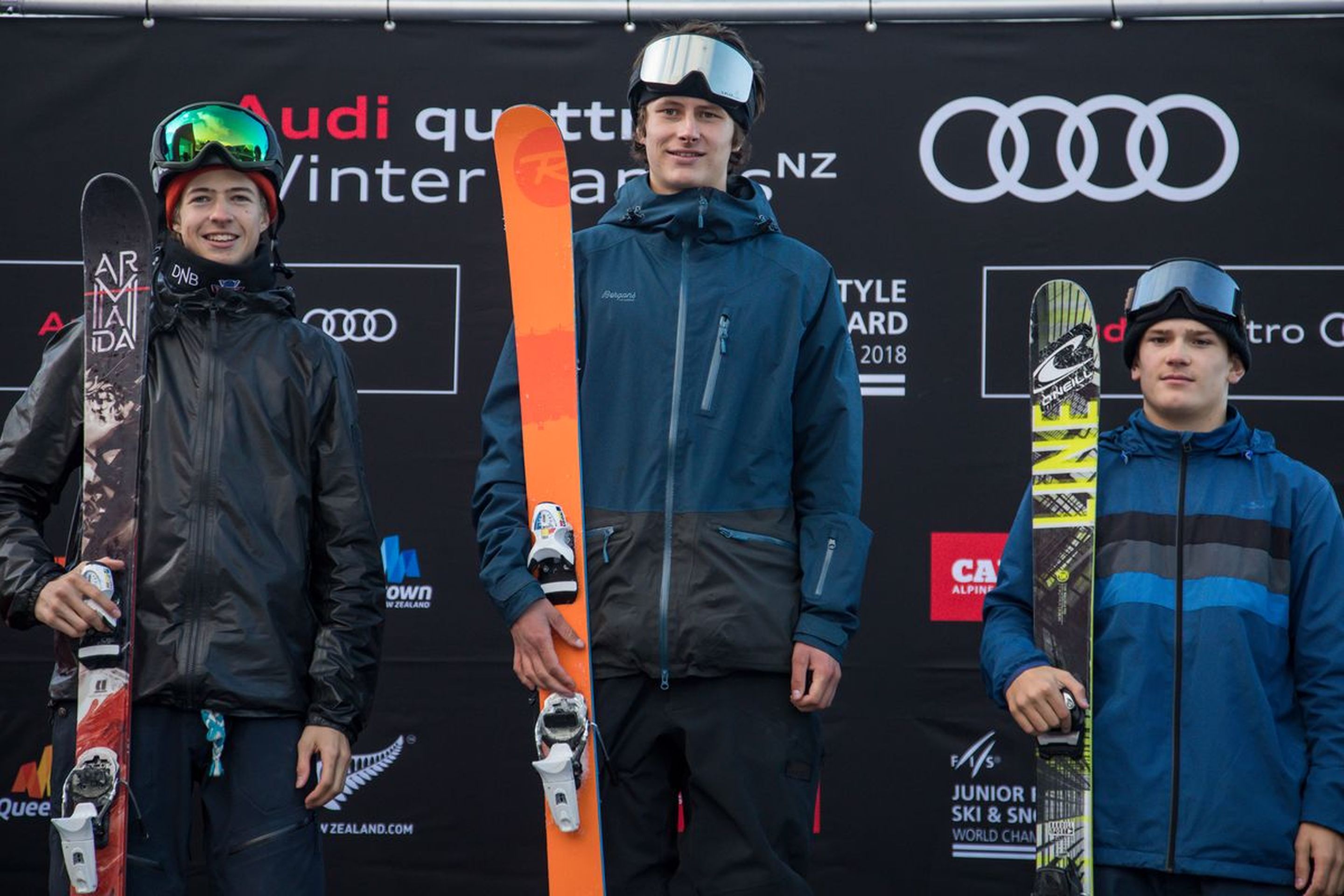 Men's JWC slopestyle podium © Neil Kerr/Winter Games NZ