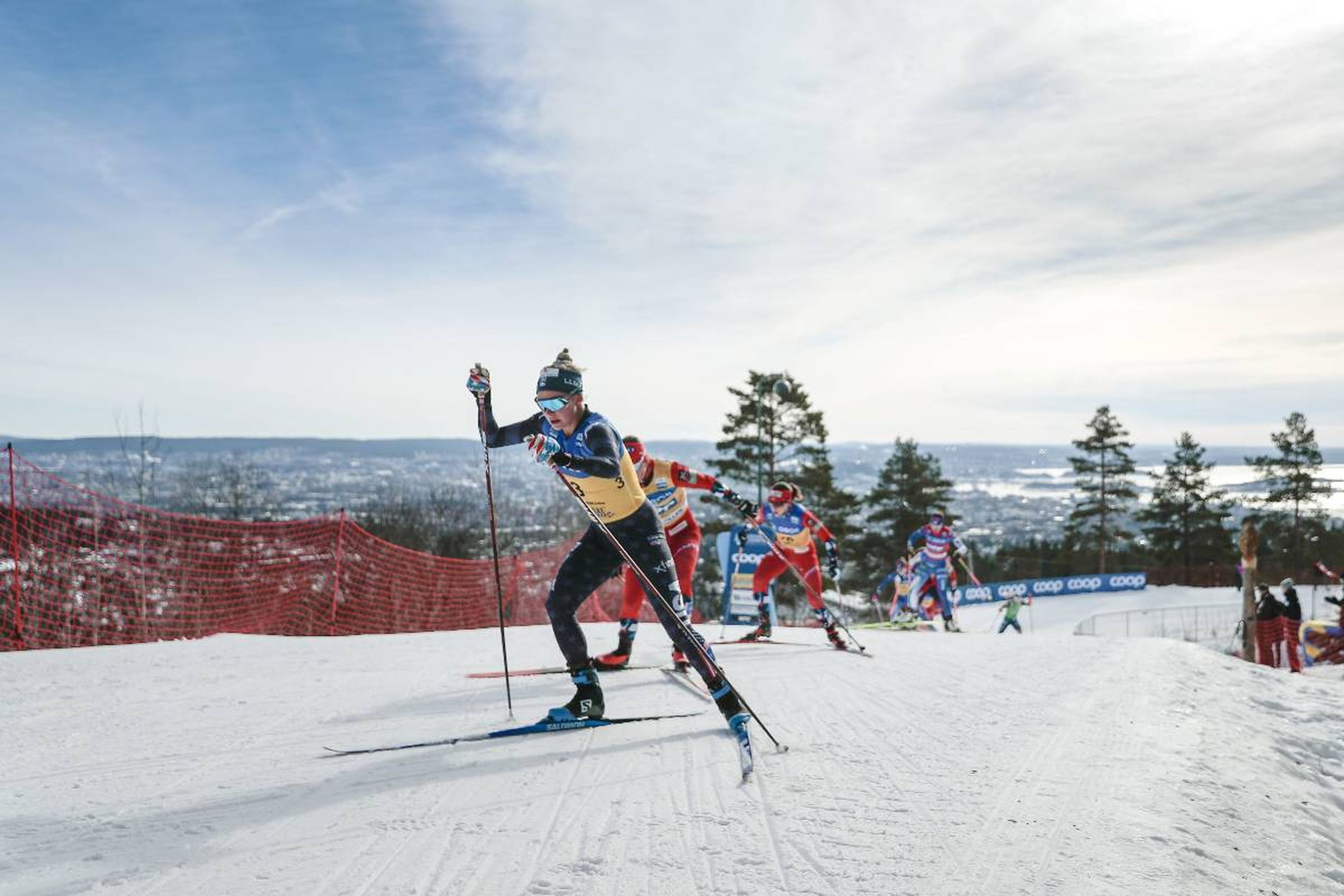 Jessie Diggins stayed in the front group for most of the race to claim 87 bonus points: @Nordic Focus.