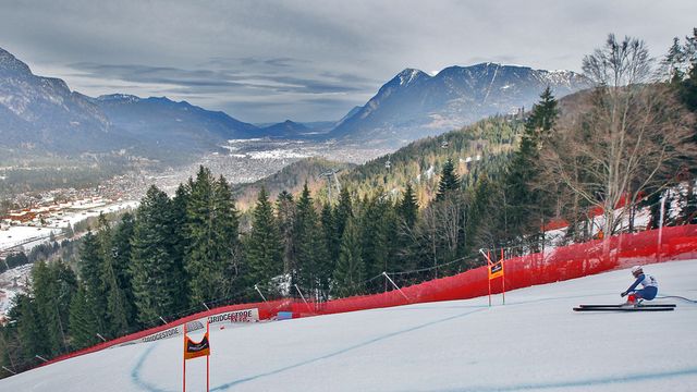 GARMISCH-PARTENKIRCHEN, GERMANY - JANUARY 28: Matteo Marsaglia of Italy in action during the Audi FIS Alpine Ski World Cup MenÕs Downhill Training on January 28, 2016 in Garmisch-Partenkirchen, Germany. (Photo by Alexis Boichard/Agence Zoom)