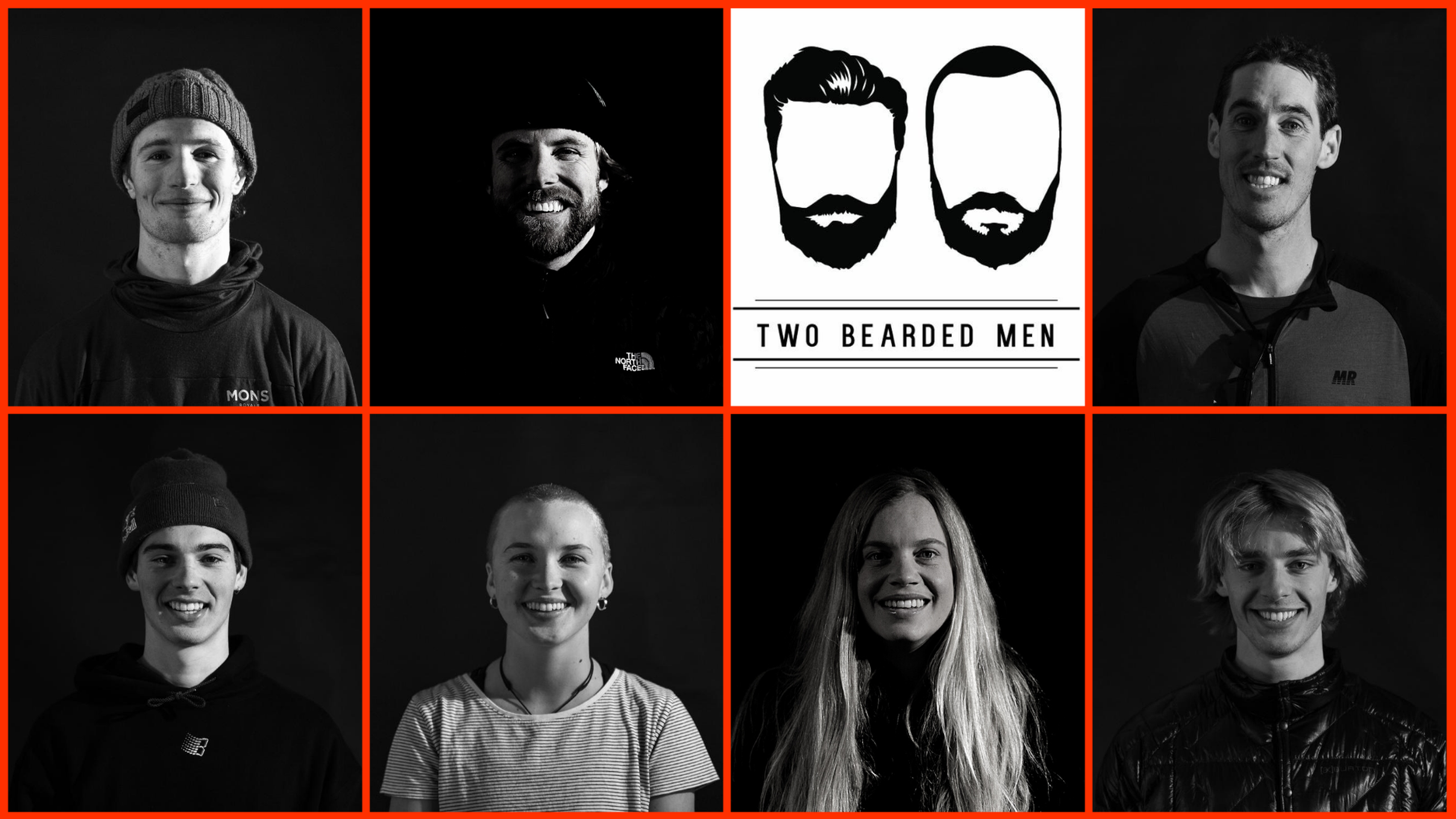 Top to Bottom (L- R) Craig Murray, Jossi Wells (Captain), Two Bearded Men (videographers), Will Jackways, Nico Porteous, Margaux Hackett, Claire McGregor and Carlos Garcia Knight.