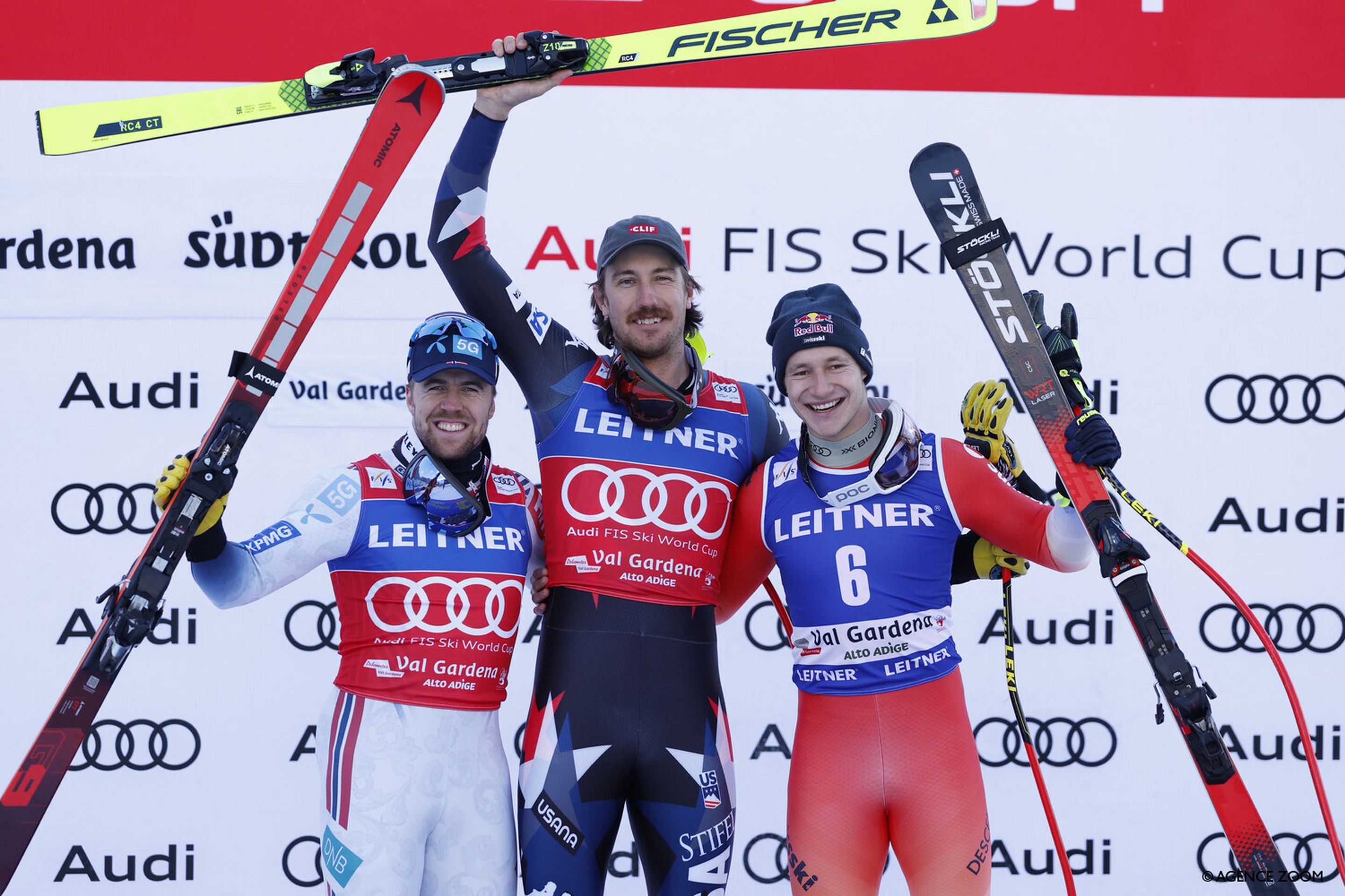 Kilde, Bennett and Odermatt share the Val Gardena/Groeden podium (Agence France)