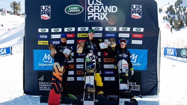 The men's Mammoth Mountain slopestyle podium ©US Ski & Snowboard
