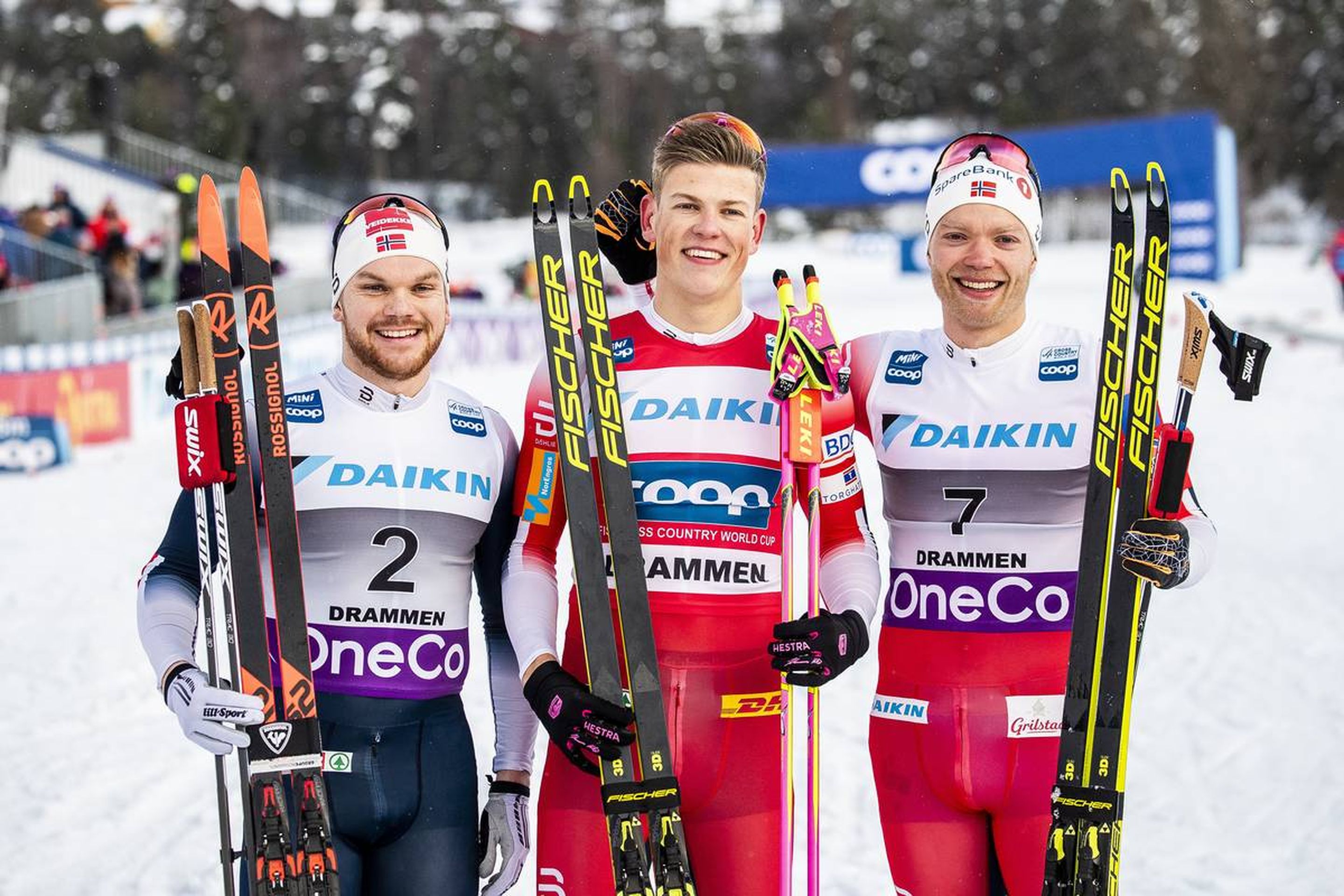 04.03.2020, Konnerud, Norway (NOR):
Haavard Solaas Taugboel (NOR), Johannes Hoesflot Klaebo (NOR), Eirik Brandsdal (NOR), (l-r)  - FIS world cup cross-country, individual sprint, Konnerud (NOR). www.nordicfocus.com. © Modica/NordicFocus. Every downloaded picture is fee-liable.