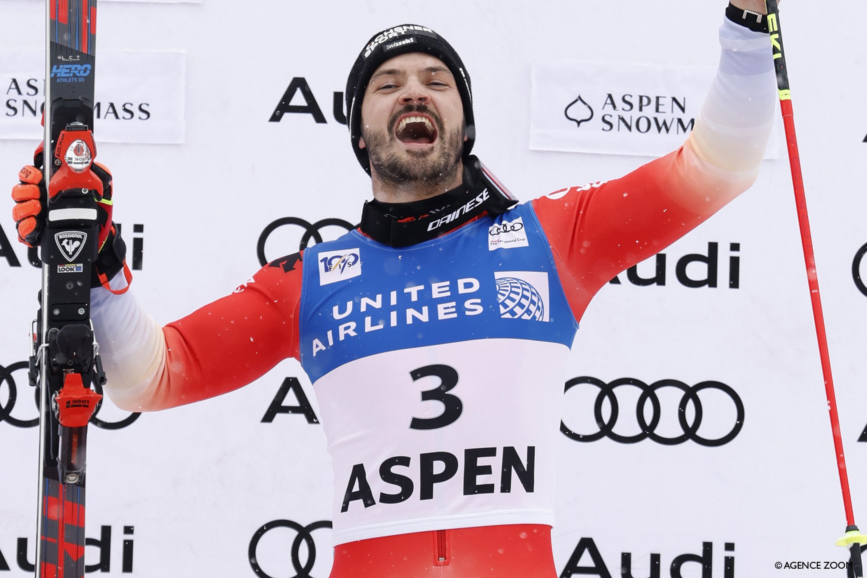 Meillard celebrates his first slalom victory (Agence Zoom)