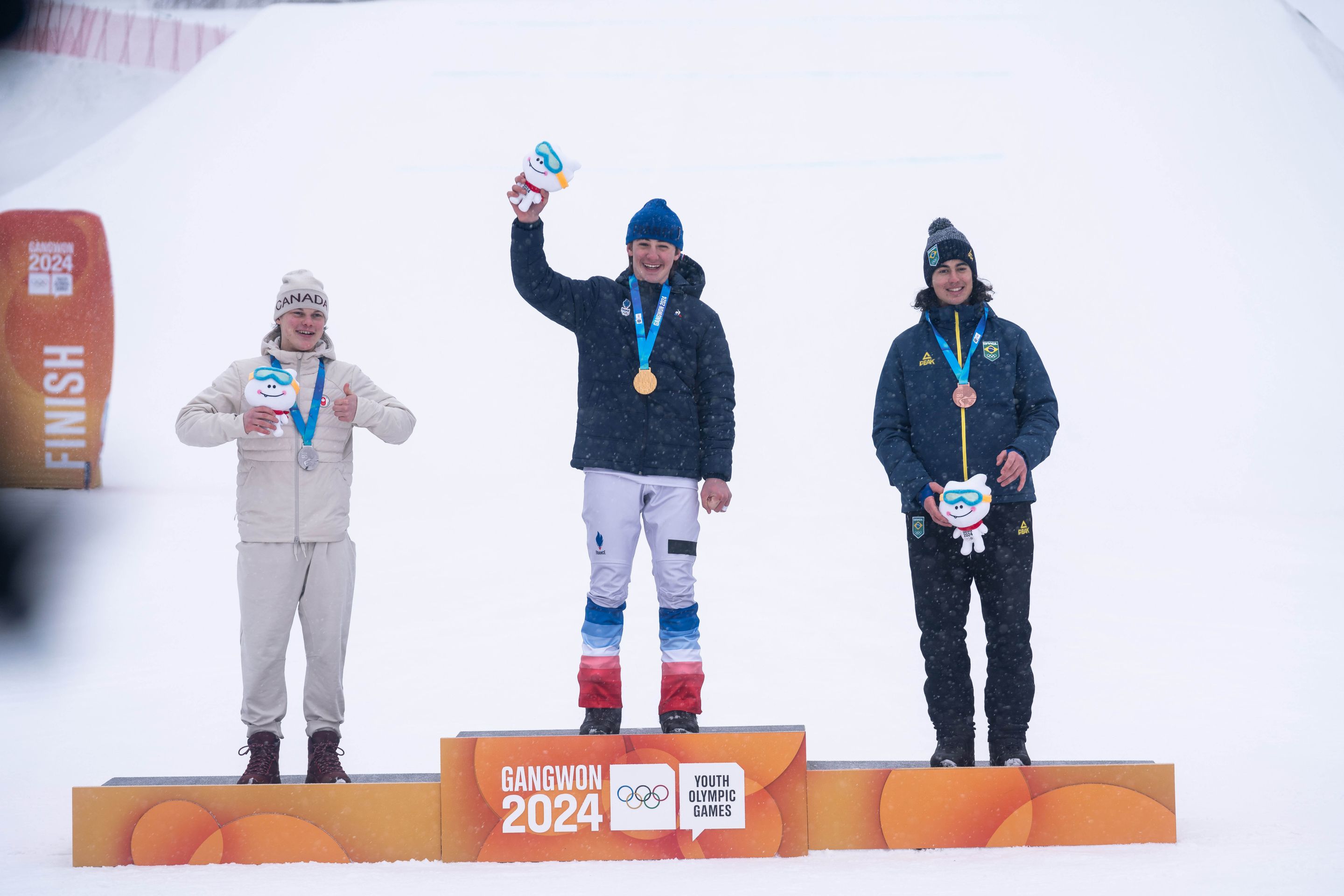 Men’s SBX podium Gangwon 2024 YOG. Photo: Jérémie Perreault/FIS