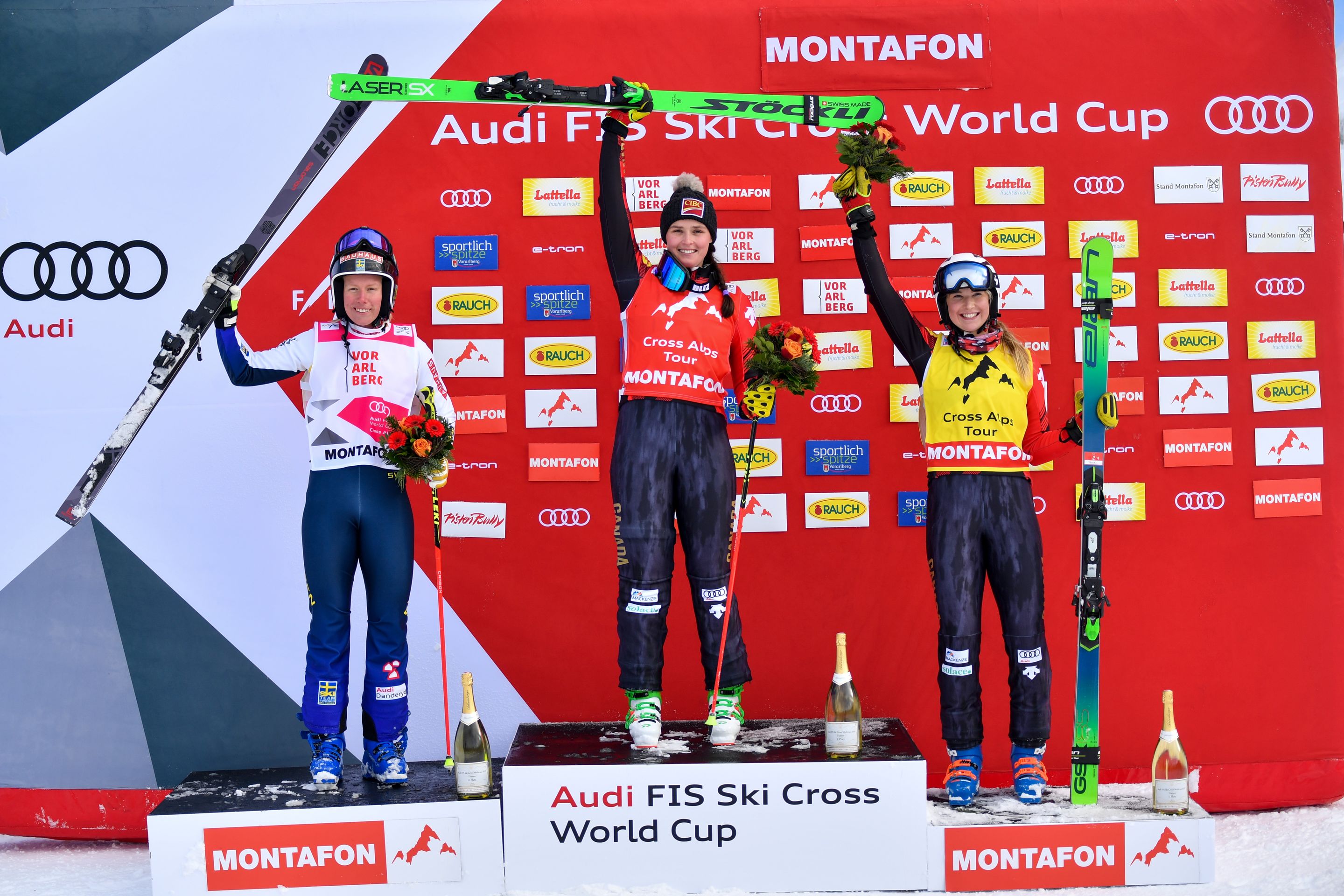 ©GEPA: Naeslund, Thompson, Hoffos on the women's podium of the day