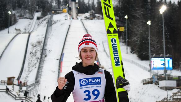 Anna Odine Stroem won Sunday's competition in Hinterzarten
