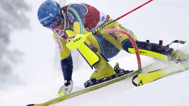 LEVI, FINLAND - NOVEMBER 12: Kristoffer Jakobsen of Sweden crashes out during the Audi FIS Alpine Ski World Cup Men's Slalom on November 12, 2017 in Levi, Finland. (Photo by Christophe Pallot/Agence Zoom)