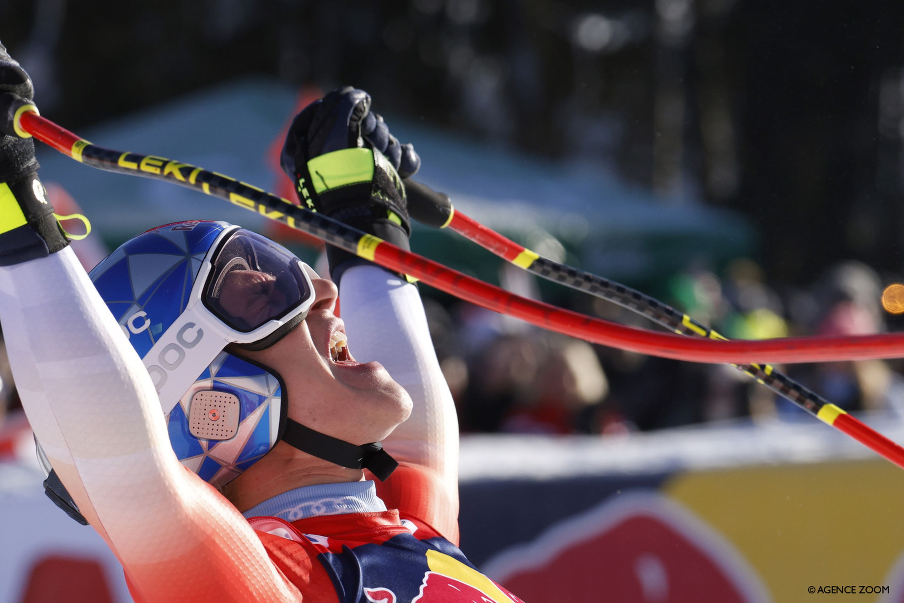 Odermatt celebrates his run on the Streif (Agence Zoom)