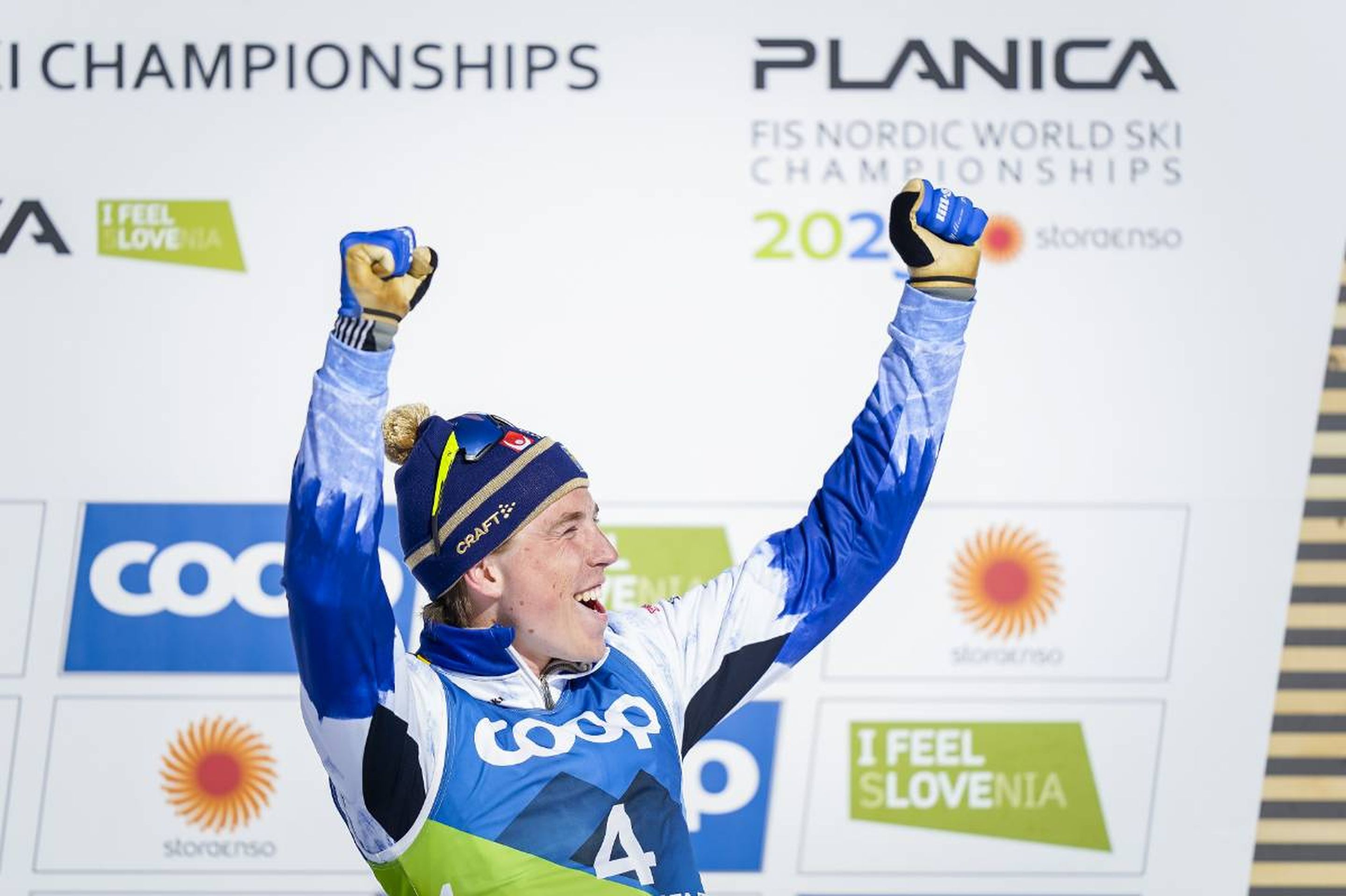 Sweden's William Poromaa celebrates his first world championships medal: @Nordic Focus.