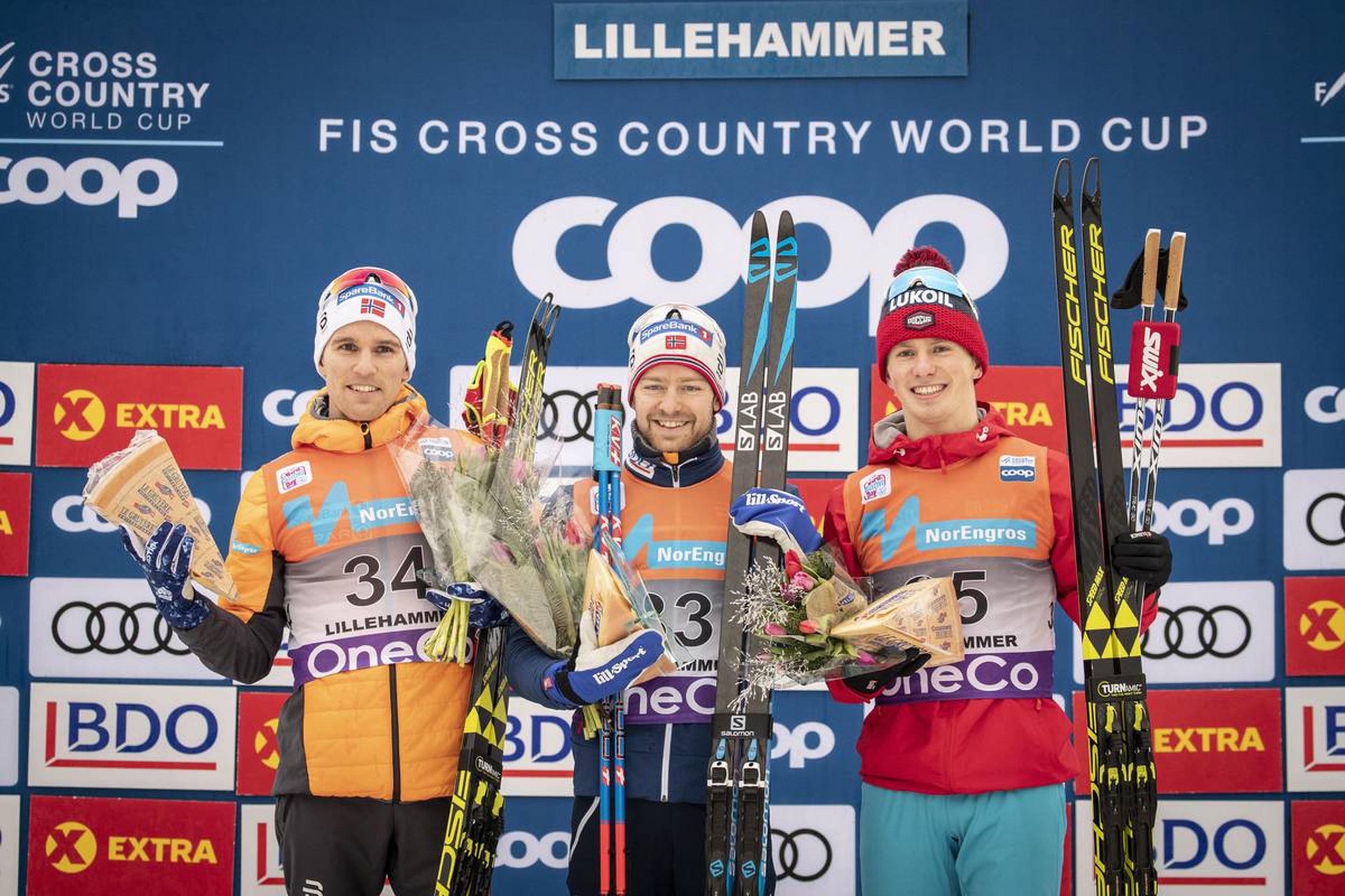 The men's podium of 15 km F