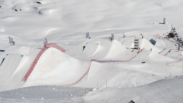 The slopestyle course from season's Silvaplana World Cup in Engadin © Kielpinski/FIS Snowboard
