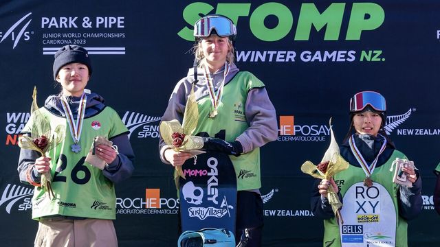 The women's Cardrona JWC big air podium © Lennon Bright / Winter Games NZ
