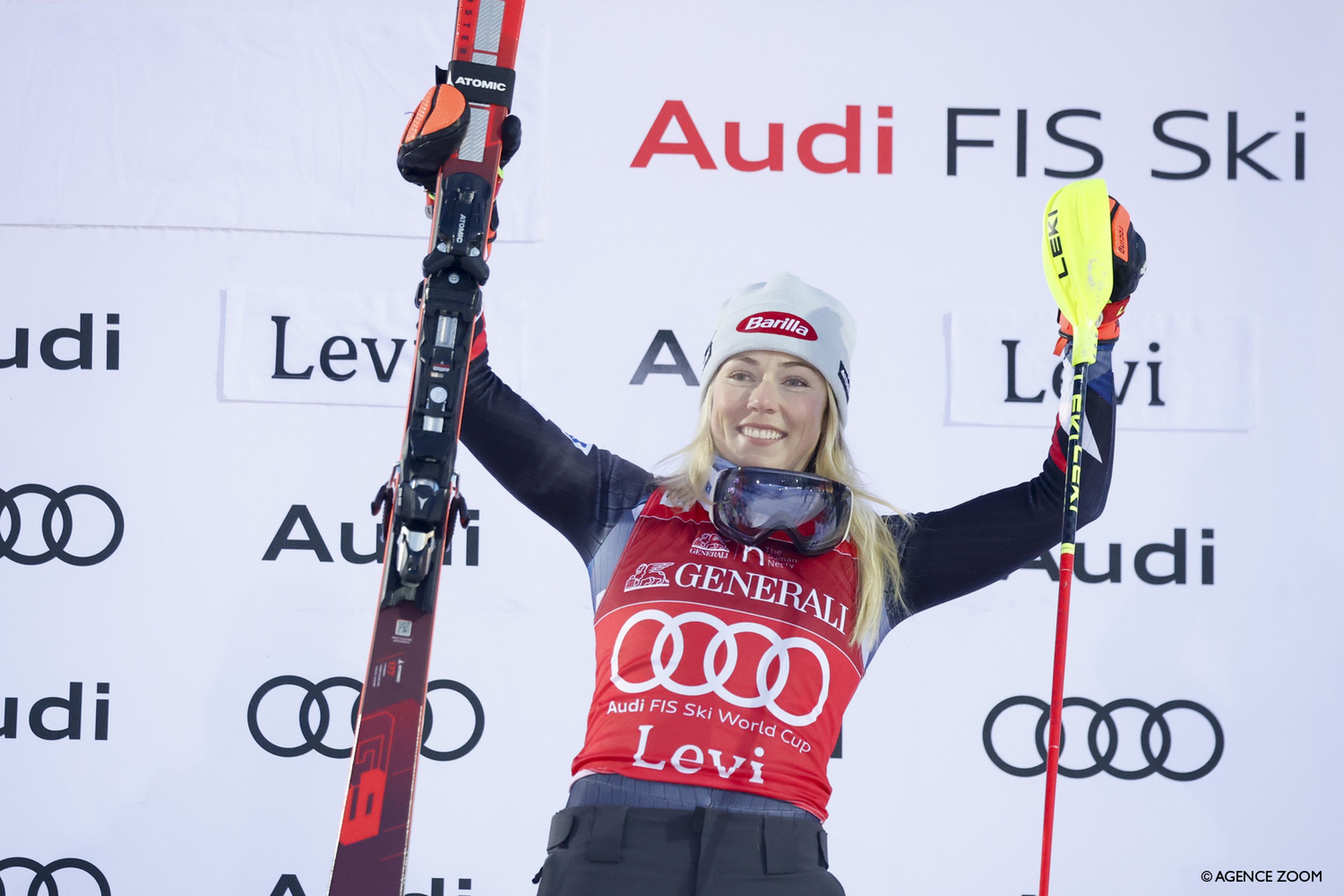 Shiffrin was all smiles after winning the second Levi slalom in November (Agence Zoom)