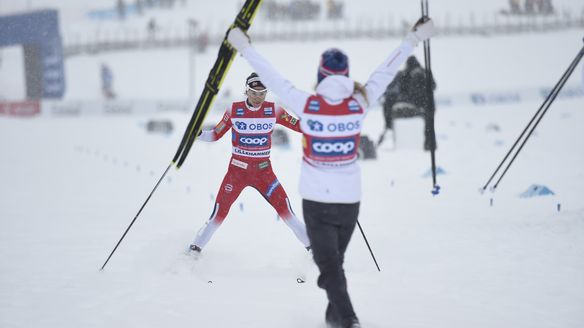 Womens Relays dashing through the snow at the World Cup Lillehammer