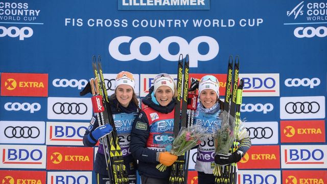 Ebba Andersson, Therese Johaug and Charlotte Kalla