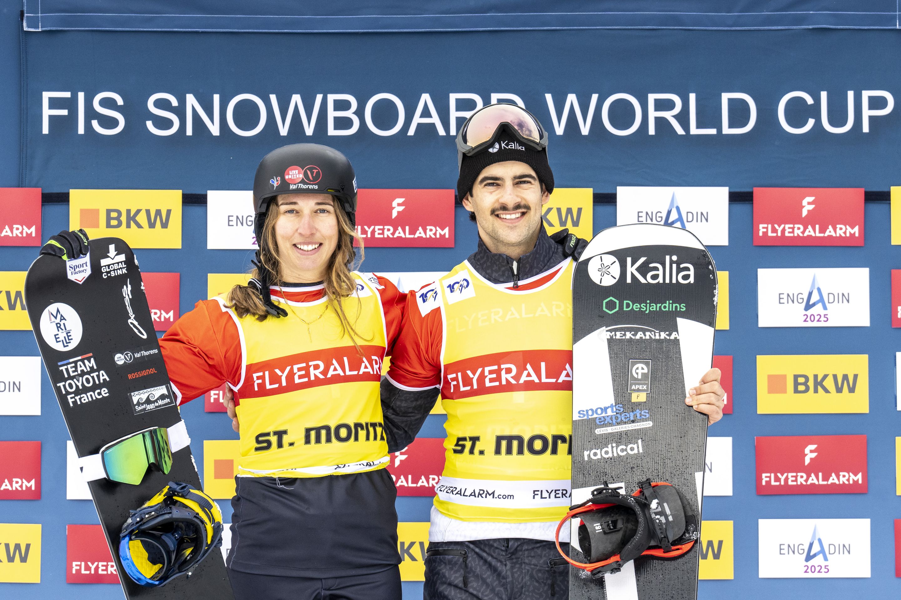 Chloe Trespeuch (FRA) and Eliot Grondin (CAN) hold the yellow bibs. Photo: Millo Moravski (Zoom)