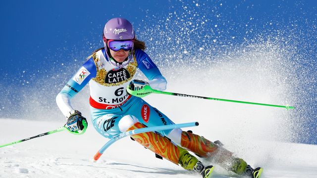ST. MORITZ, SWITZERLAND Ð FEBRUARY 18: Sarka Strachova of Czech Republic competes during the FIS Alpine Ski World Championships Women's Slalom on February 18, 2017 in St. Moritz, Switzerland (Photo by Hans Bezard/Agence Zoom)