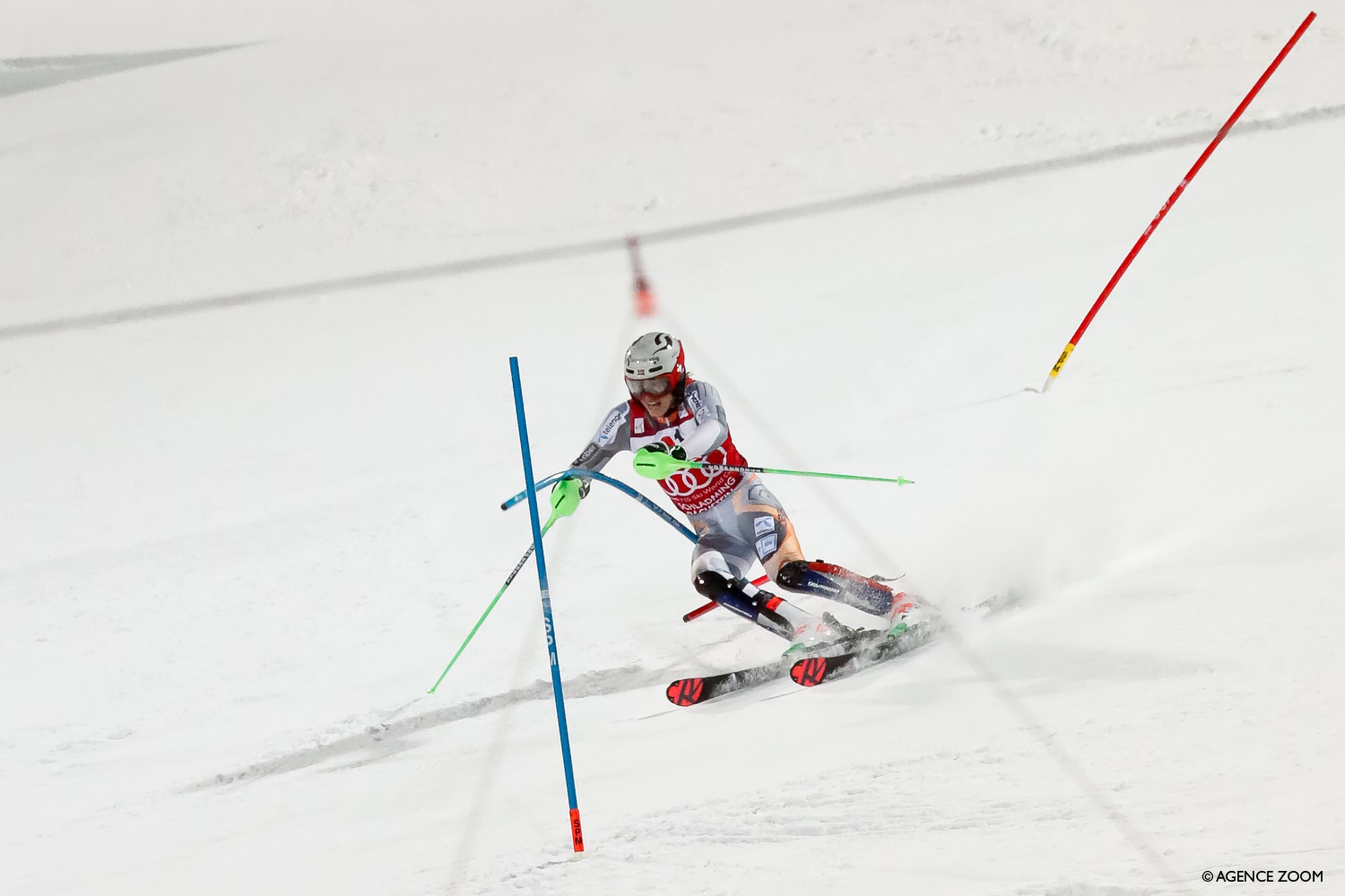 SCHLADMING, AUSTRIA - JANUARY 28 : Henrik Kristoffersen of Norway competes during the Audi FIS Alpine Ski World Cup Men's Slalom on January 28, 2020 in Schladming Austria. (Photo by Hans Bezard/Agence Zoom)