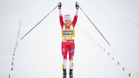 Johaug celebrates victory on new Oberstdorf course