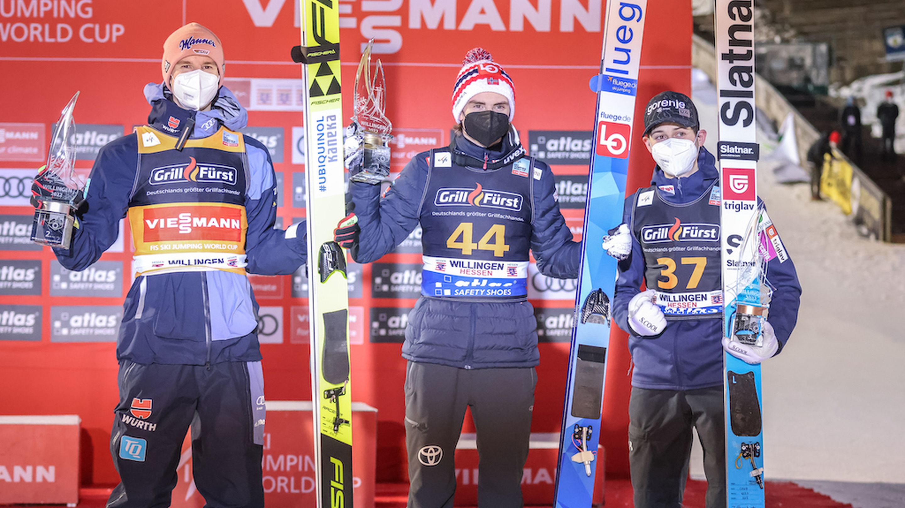 Karl Geiger (GER), Marius Lindvik (NOR), Cene Prevc (SLO)