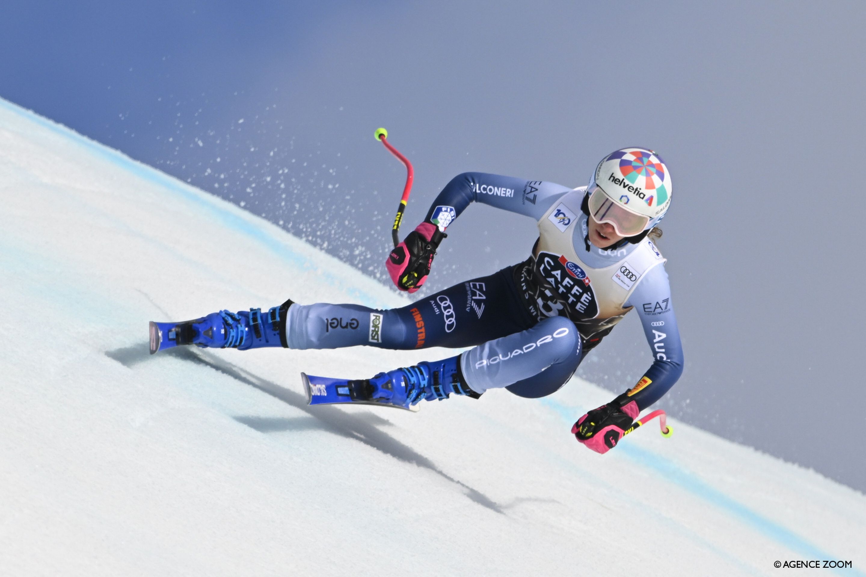 Marta Bassino (ITA) flying down the course en route to her first World Cup downhill win (Agence Zoom)