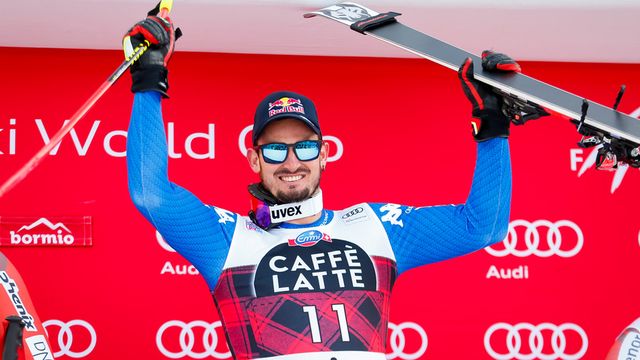 BORMIO, ITALY - DECEMBER 28: Dominik Paris of Italy takes 1st place during the Audi FIS Alpine Ski World Cup Men's Downhill on December 28, 2017 in Bormio, Italy. (Photo by Christophe Pallot/Agence Zoom)