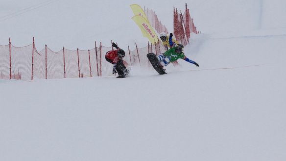 Moioli and Hughes shine in snowy Montafon SBX