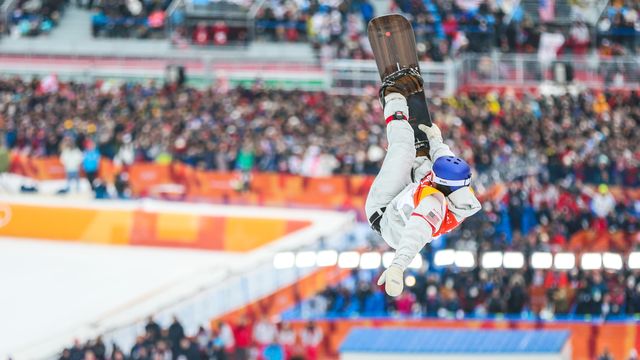 PYEONGCHANG-GUN, SOUTH KOREA - FEBRUARY 14: Ben Ferguson of USA competes during the Snowboarding Men's Halfpipe Finals at Pheonix Snow Park on February 14, 2018 in Pyeongchang-gun, South Korea. (Photo by Laurent Salino/Agence Zoom)