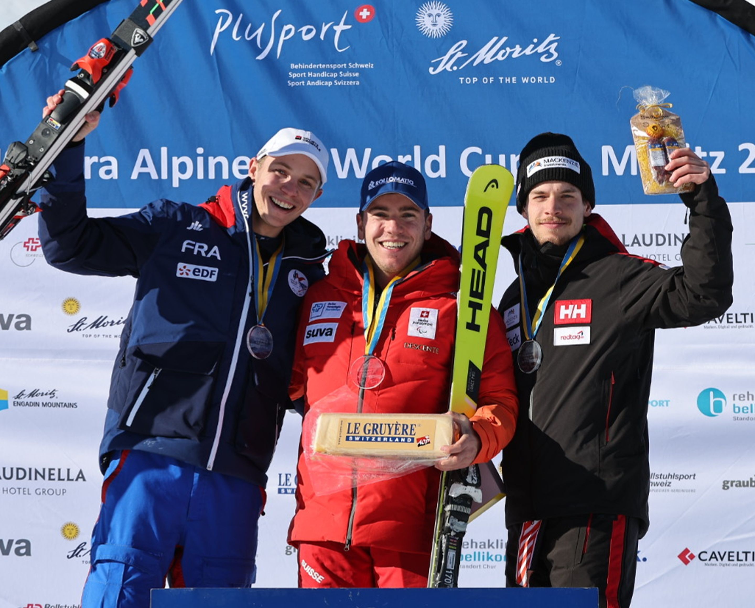 Podium day 1: (from left to right) Arthur Bauchet, Robin Cuche and Alexis Guimond