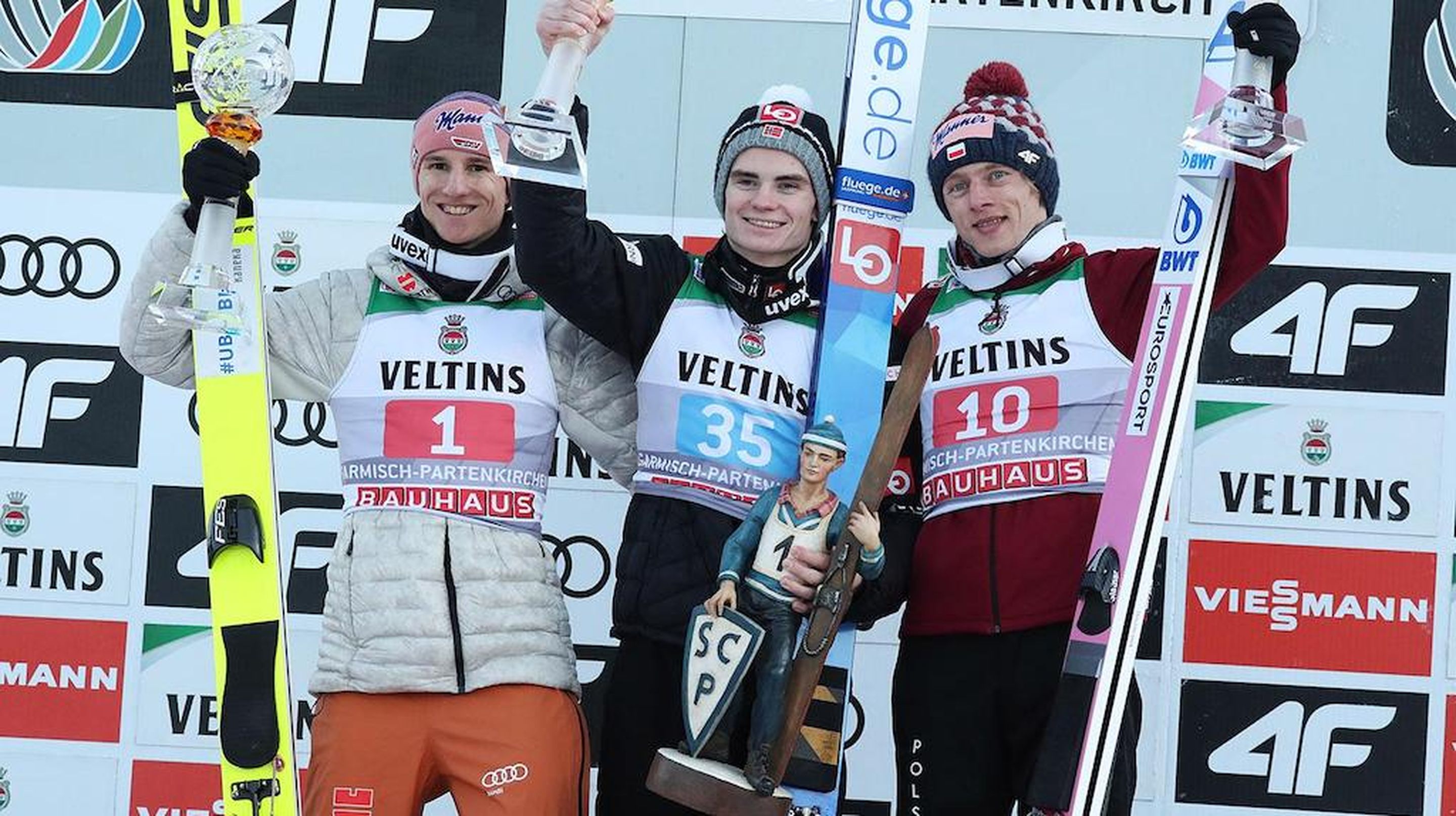 Karl Geiger, Marius Lindvik, Dawid Kubacki