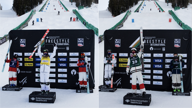 The women's and men's podiums in Deer Valley © US Ski & Snowboard