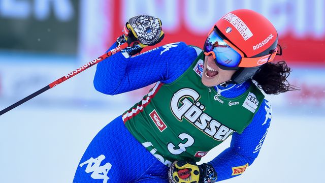 LIENZ, AUSTRIA - DECEMBER 29: Federica Brignone of Italy takes 1st place during the Audi FIS Alpine Ski World Cup Women's Giant Slalom on December 29, 2017 in Lienz, Austria. (Photo by Laurent Salino/Agence Zoom)